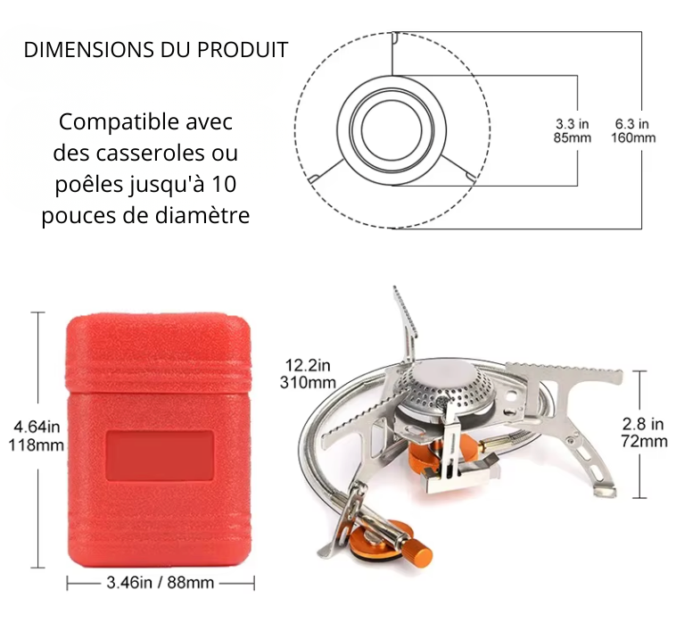 Réchaud à Gaz Portable Camping 3500W
