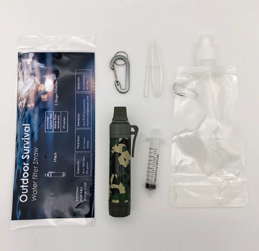 Filtre à eau d'urgence pour boire les eaux des ruisseaux et lacs
