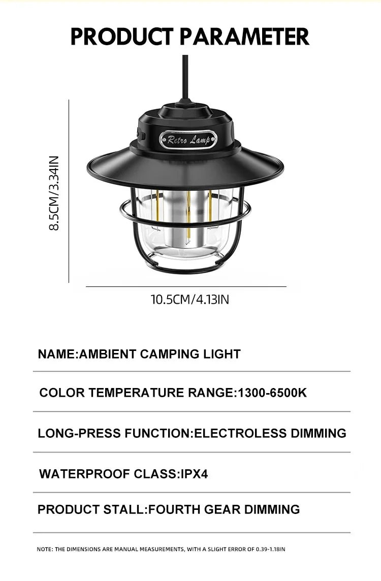 Lampe de Camping LED Rétro